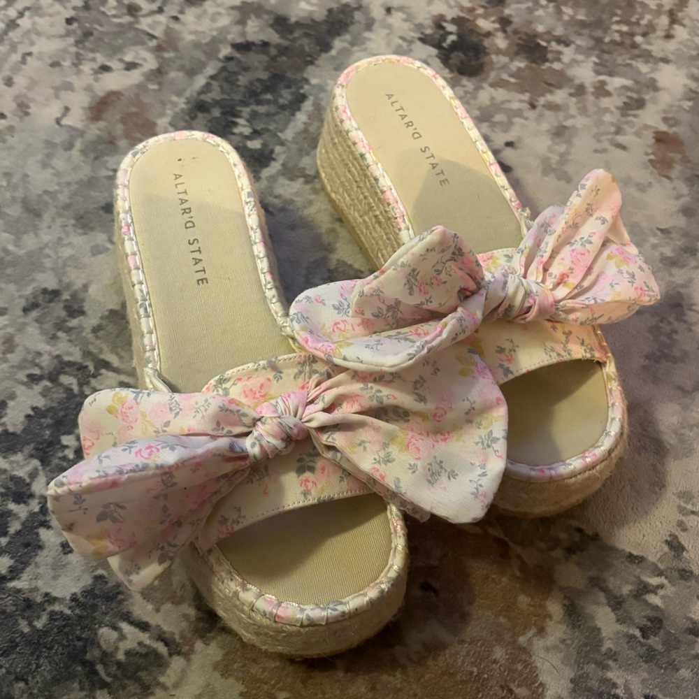 Altar’d State Women's Floral Wedge Sandals